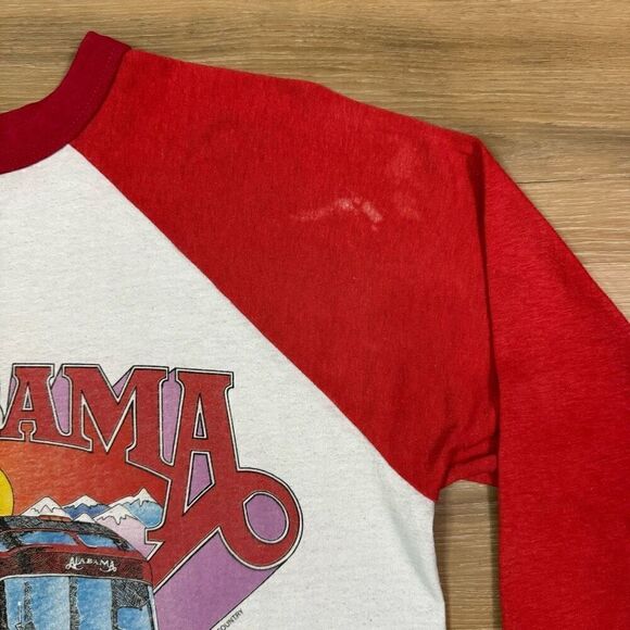 Vintage 1984 Alabama Roll On Tour Graphic Raglan Band Tee Gray Red Retro Country - Picture 5 of 7